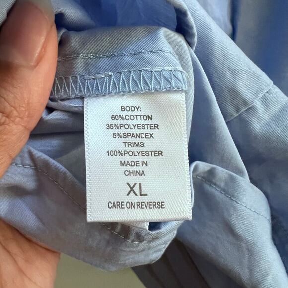 Women's Cotton Blend Lace Blue Button Up Tops Puff Sleeve NY&C Blouse Size XL - Picture 6 of 7